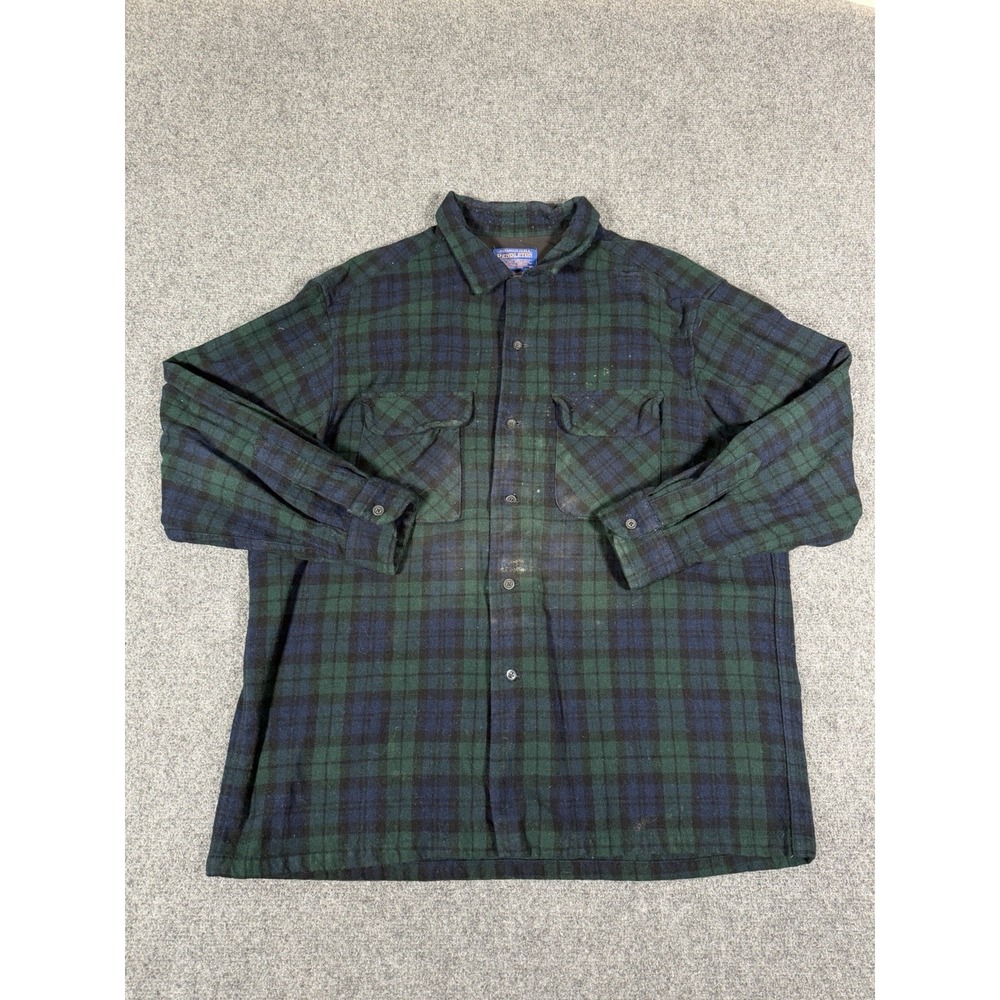 Pendleton Black Watch Wool Board Shirt Mens Large Plaid Flannel USA